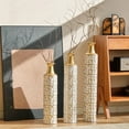 thumbnail image 5 of Metal Floor Vase, Tall Floor Vase with Gold Twig Pattern, Antique White Finish (Set of 3), 5 of 7