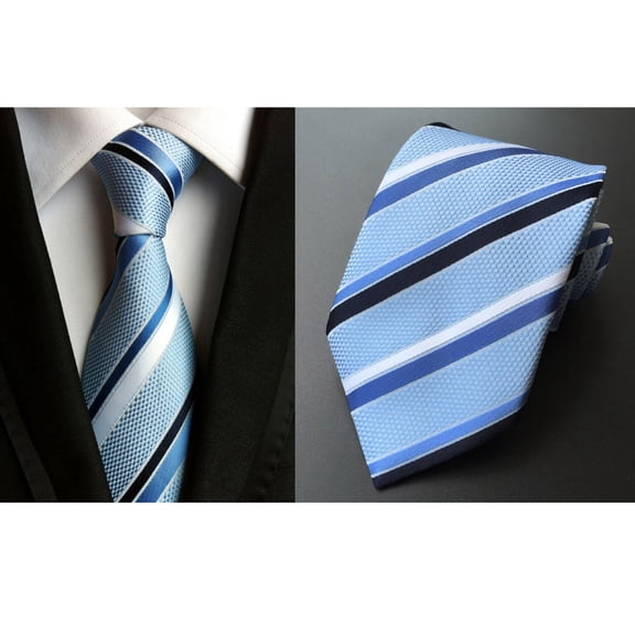 Mens Classic Stripe Jacquard Woven 8CM Wide Necktie Wedding Party Neck Ware Tie