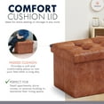 thumbnail image 6 of Ornavo Home 1 Pack Small Storage Ottoman Foldable Collapsible Rectangle Faux Leather Ottoman Foot Rest Stool Seat, for Living Room, Bedroom, Home Office, Dorm - 12 x 16 x 12, Leather Mocha, 6 of 7