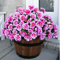 Topboutique Artificial Flowers 5 Pcs Silk Azalea Bouquet Realistic Rhododendrons Faux Silk Flower Fake Flower Plants Bouquet for Wedding Bridal Office Home Party Decoration, Pink