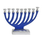 M-634 Chanukah Menorah, Blue Aluminum, 5.75 x 7-In.