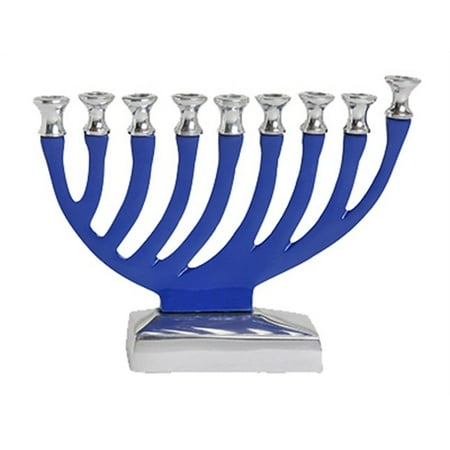 M-634 Chanukah Menorah, Blue Aluminum, 5.75 x 7-In.