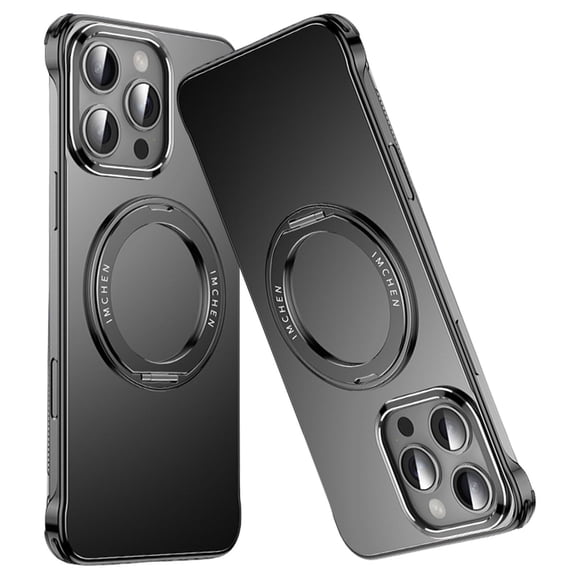 Case For IPhone 16/16 Pro Max/16 Pro, Ultra-Thin Shockproof Shape Aluminum Metal Frameless Case, With 360° Rotating Stand Magnetic Wireless Charging Shell