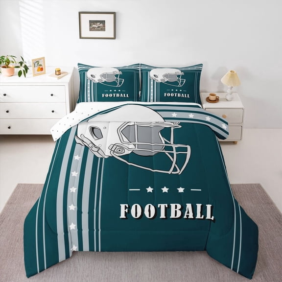 Erosebridal Football Game Comforter Set American Football City Bedding Twin Adults, 3D Helmet Bedding Comforter Sets Football Bedroom Decor - 1 Comforter 1 Pillowcase(Philadeliphia)