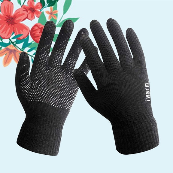 UPOUART Womens Fleece Gloves Gloves Black 1 Pair Unisex Touch Screen Elastic Cuff for Winter Outdoor