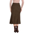 thumbnail image 3 of Falda de pana INSPIRE CHIC para mujeres, alta cintura, elegante y casual, con cola de pez, midi, talla XL, marrón, 3 of 6