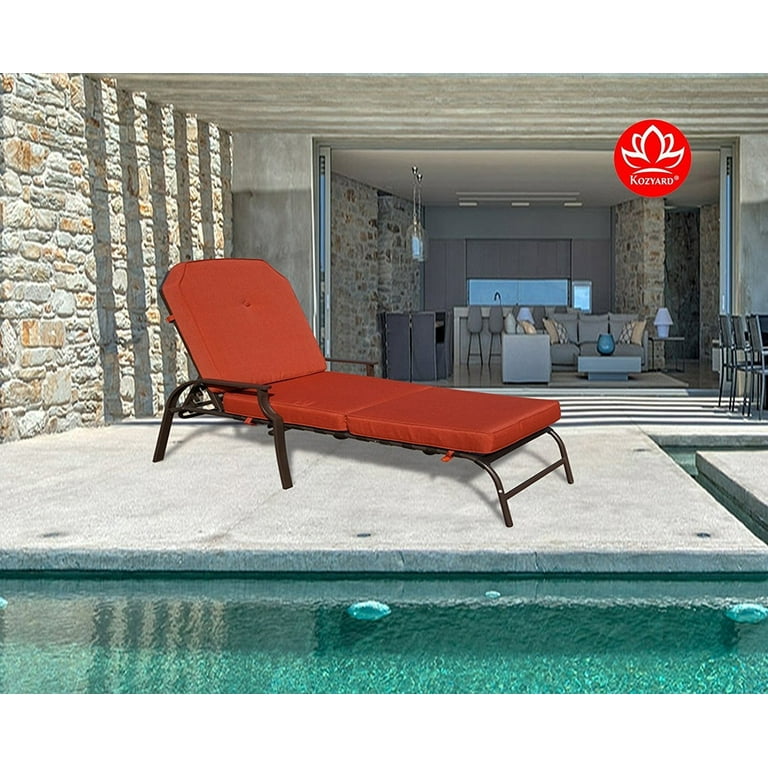Kozyard Maya Outdoor Steel Polyester Chaise Lounge Terracotta Red