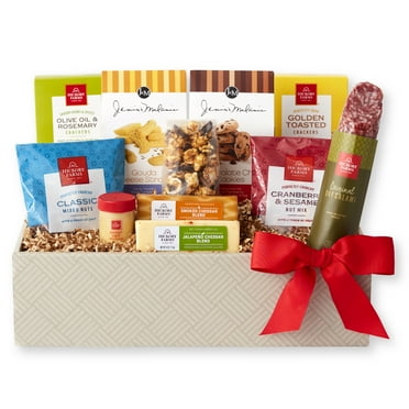 Hickory Farms Savory Snack Gift Box, 11 pieces | Salami, Cheese, Crackers, Nuts, & Cookie