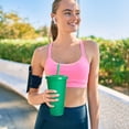 thumbnail image 6 of Tuvgenk 24 Oz Coffee Tumbler with Straw Plastic 5 Pack Straw Cup Green Portable Reusable for Home Outdoor Picnic Parties, 6 of 6