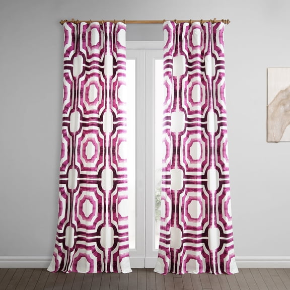 Mecca Pink Printed Cotton Curtain (1 Panel), Mecca Pink, 50W X 84L