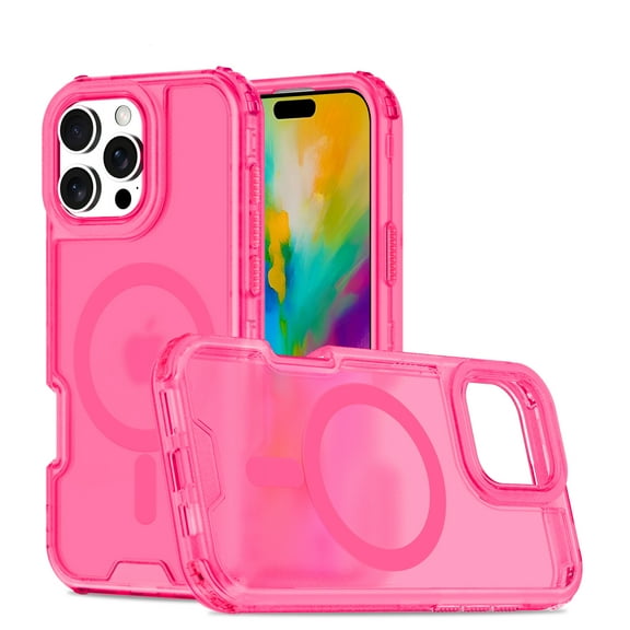 for iPhone 16 Pro Max Magnetic Case, [Military Grade Drop Protection] Fashionable Color Triple-Layers Shockproof Protective Rugged Phone Cover Support Wireless Charging for iPhone 16 Pro Max, Pink