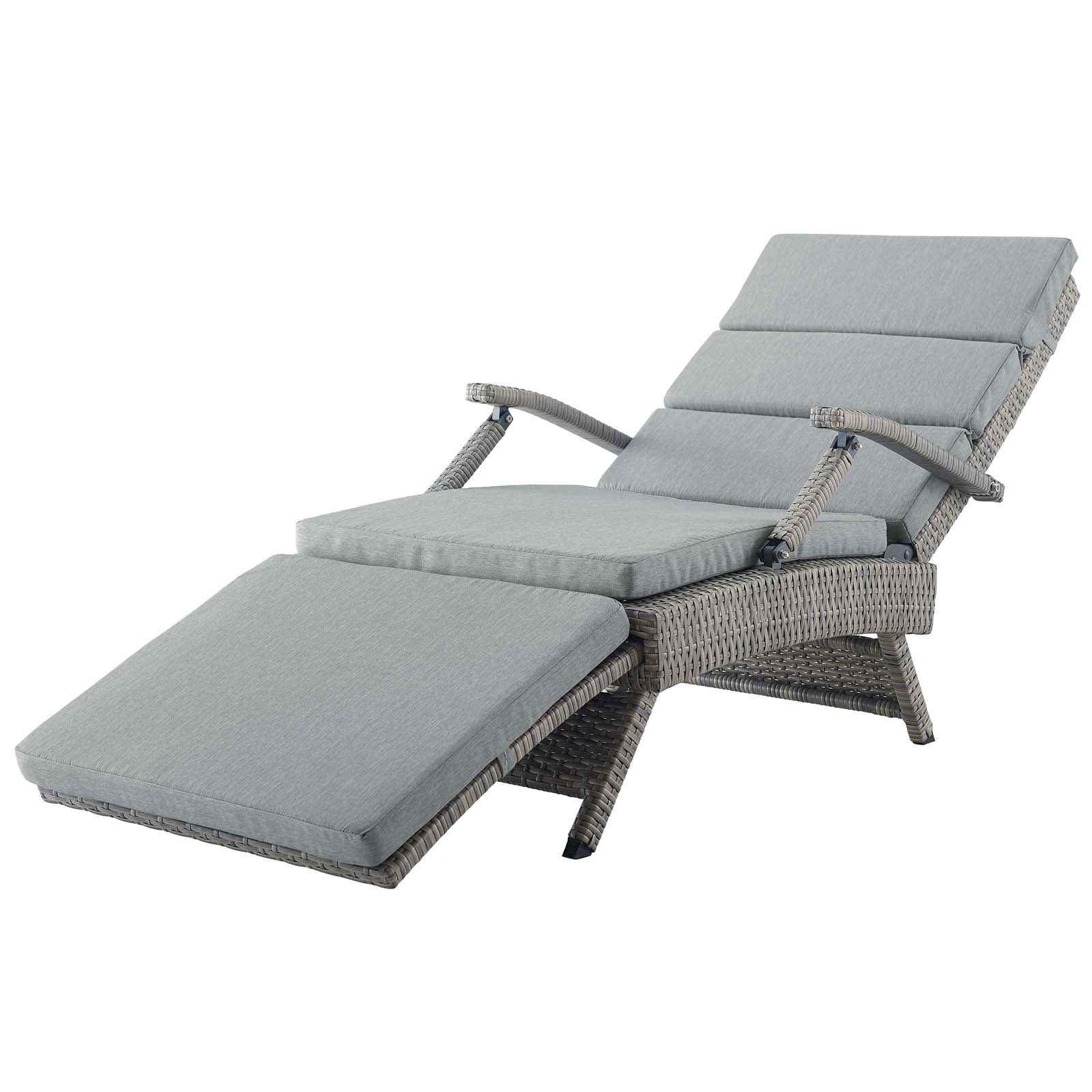 Modern Contemporary Urban Design Outdoor Patio Balcony Garden Furniture Lounge Chair Chaise, Rattan Wicker, Grey Gray - image 1 of 8