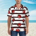 thumbnail image 4 of Daiia Ladybugs on Black and White Striped1 Hawaiian Shirt for Men Gentle Cotton Regular Short Sleeve Casual-3X-Large, 4 of 9