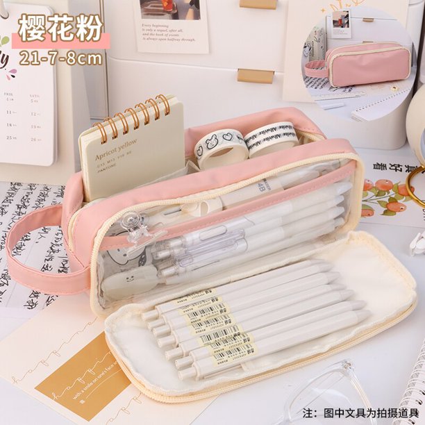 Estuche de lápices transparente de gran capacidad, estuche para bolígrafos, suministros Escolares, Estuches para pantalones, papelería