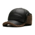 thumbnail image 1 of PU Leather Winter Hat for Elderly Men, Windproof Thickened Lining, Ear Protection & Duckbill Design, 1 of 7