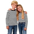 thumbnail image 3 of FAHXNVB Girls Striped Long Sleeve T Shirts Crew Neck Breathable Summer Casual Tees Tops Lightweight Kids Shirts 3-14 Years, 3 of 8