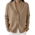 thumbnail image 4 of MSJUHEG Button Up Cardigan Long Sleeve Tops Crop Cardigan Sweater Open Front Tops Cardigan Sweaters Knit Coat Button Open Front Fashion Clothes Khaki M, 4 of 5