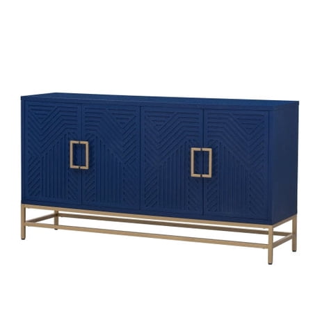 Sideboard Buffet Cabinet with Storage sideboard cabinet with Adjustable Shelves Rectangular Metal Handles and Legs for Kitchen Living room and Dining Room (Navy)