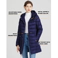 thumbnail image 4 of Women's Reversible Puffer Coat - Hooded Parka Coat Winter Warm Long Coat Quilted Puffer Coat with Pockets (Navy, XXL), 4 of 8