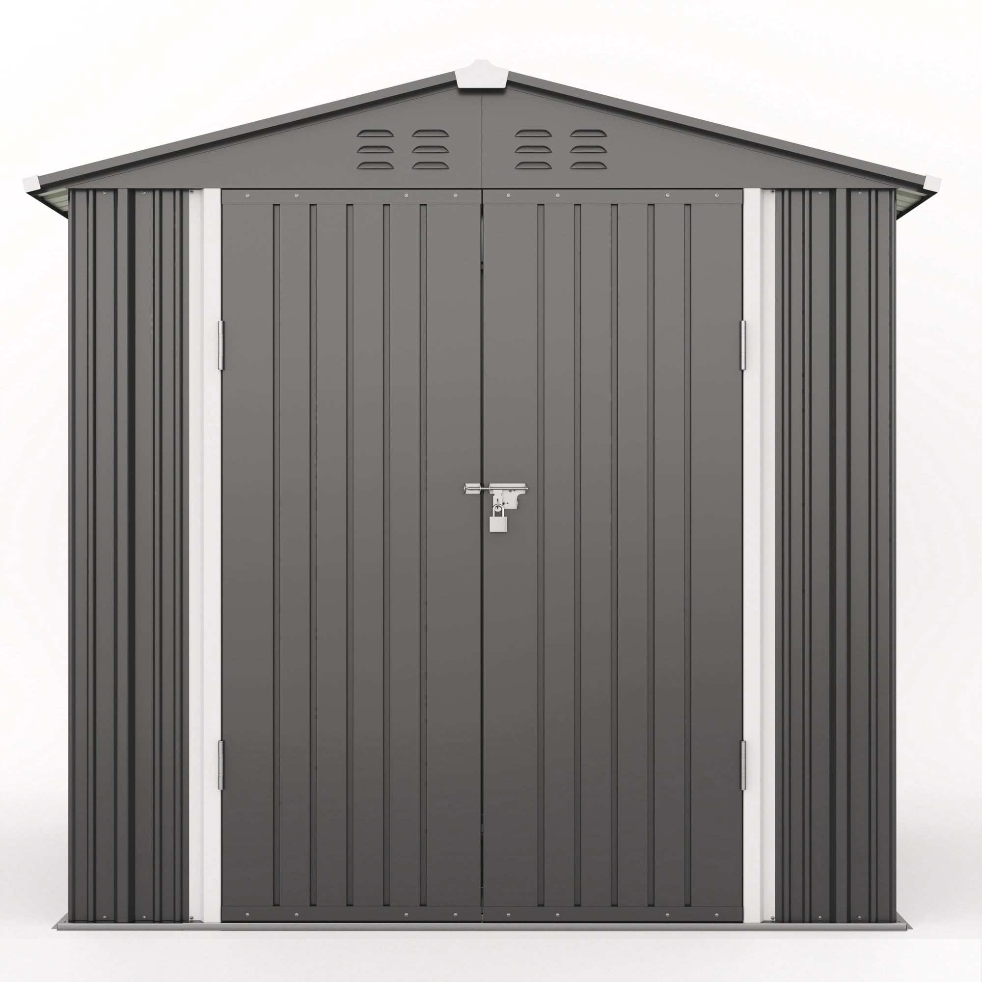 6x4FT Metal Outdoor Storage Shed, Garden Tool Shed with Lockable Doors & Slooping Roof for Backyard,Patio,Dark Grey