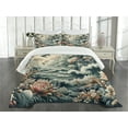 thumbnail image 3 of Ambesonne Abstract Nature Quilted Bedspread Set 3 Pcs, Blooming Forest, King Size, Blush Dark Slate Blue, 3 of 5