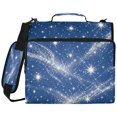 thumbnail image 2 of Zipper Binder with Shoulder Strap 2 inch 3 Ring Waterproof File Folder Organizer Bag 500 Sheet Deep Blue Flashing Pattern, 2 of 8