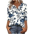 thumbnail image 2 of Neewe V Neck Blouses for Women Dressy Casaul 3/4 Length Sleeve Womens Tops Button Down Shirts, 2 of 6