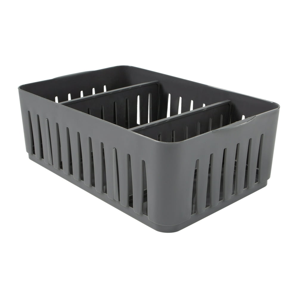 Simplify Stackable Organizer Bin with Adjustable Dividers in Grey