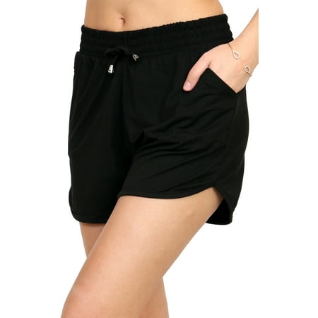 Red Box Caramel Apple - ViV Collection Printed Brushed Casual Summer Shorts Black Small/Medium