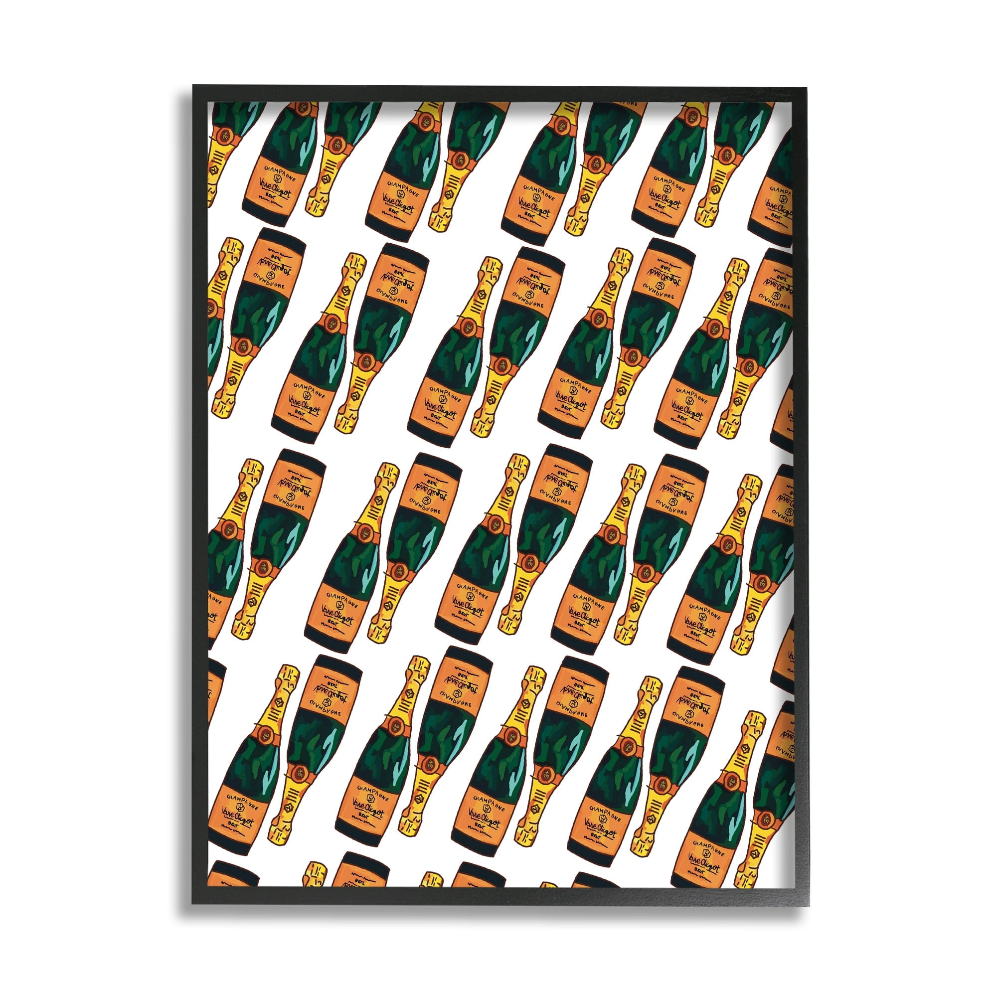 Stupell Industries Pair Champagne Bottles Pattern Arrangement Alcohol Drink Graphic Art Black Framed Art Print Wall Art, Design by Amelia Noyes