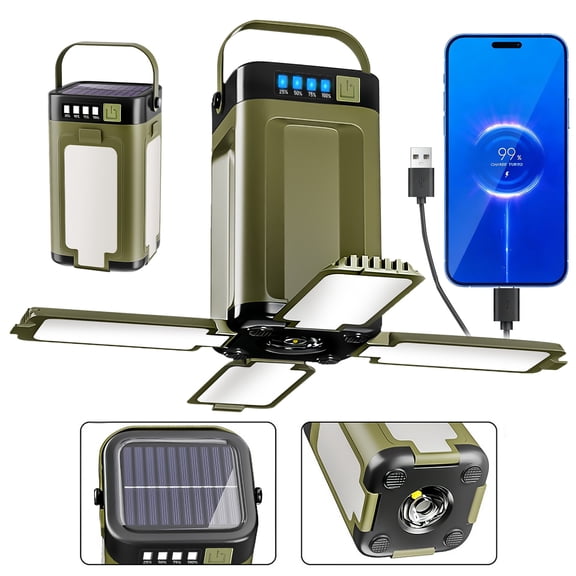 Camping Lantern Rechargeable, Led Camping Lanterns,with 6 Light Modes & IPX65 Waterproof Foldable LED Lantern for Equipment Charging, Life Saving, Camping, Hiking, Fishing, Shelters