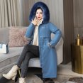 thumbnail image 3 of Aayomet Winter Coats For Women Plus Size Winter Coats for Women Warm Hooded Outerwear Solid Thick Padded Jacket Loose Oversized Hooded Coat,Blue 3XL, 3 of 4