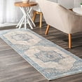 thumbnail image 2 of nuLOOM Ethel Medallion Fringe Runner Rug, 2' 6" x 8', Light Blue, 2 of 4