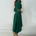 thumbnail image 4 of Njoeus Women Casual V Neck Wrap Maxi Dress Flowy Long Sleeve High Waist Ruffle Split Midi Dress Fall Dresses for Cocktail Party Work Office, 4 of 9