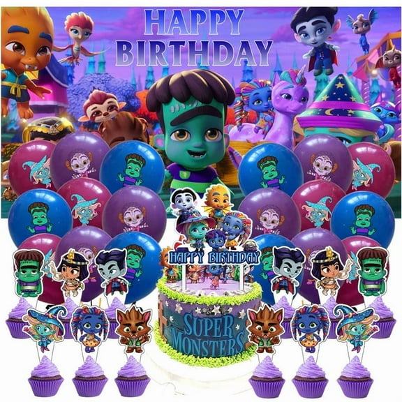 Super Monster Party Supplies Latex Balloons Decor Banner Backdrop Kit Birthday Decorations