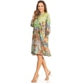 thumbnail image 3 of Sakkas Eloisa Women's Long Sleeve Swing Tunic Shift Dress Pockets Floral Print - 575-Multi - L/XL, 3 of 5