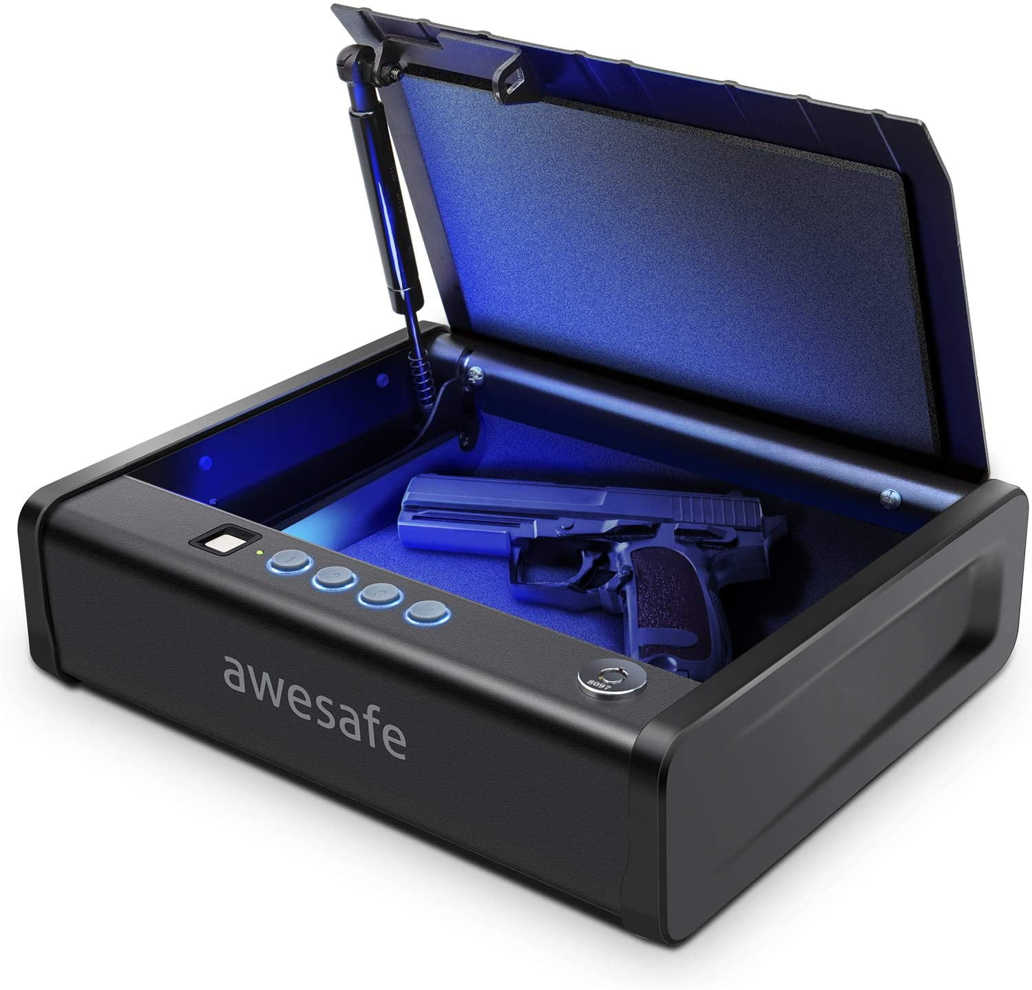 Double Two Pistol Safe Gun Metal Box Concealed Biometric Fingerprint Drawer NEW 