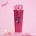 thumbnail image 5 of LANFENG Sparkling Pink 24oz Tumbler Water Bottle with Straw Office & Outdoor Girls Travel Cup, 5 of 6
