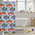 thumbnail image 3 of Manfei Cartoon Trout Shower Curtain 72Wx72L, Stripe Background Bathroom Curtain, Blue Pink Orange, 3 of 5