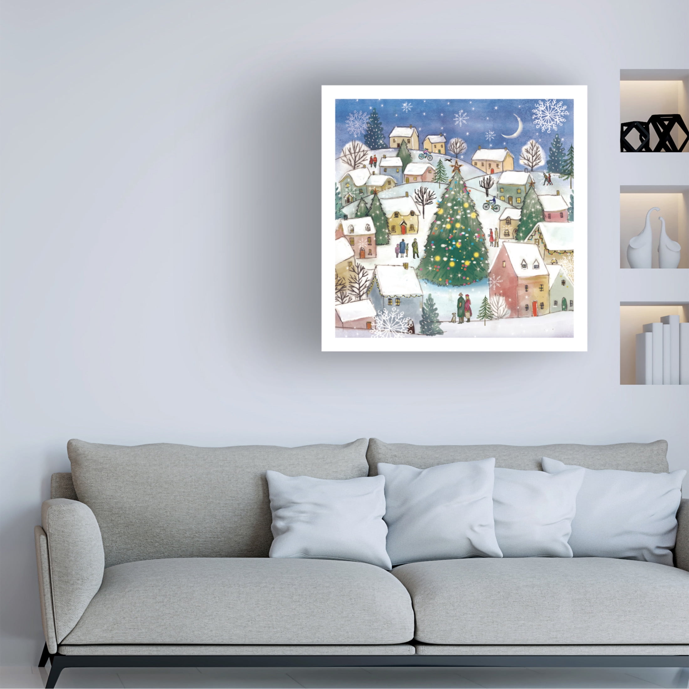 Canvas Wall Art - Paper Dove Co Ltd 'Town Tree' Wall Art for Living Room, Bedroom, or Office Décor by Trademark Fine Art - 18 x 18 Inches