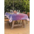 thumbnail image 3 of Outdoor Tablecloth with Umbrella Hole for Patio/Picnic/Party/Camping, Forest Silhouette Waterproof Table Cloth Rectangle Table Cover Washable, Retro Abstract Watercolor Forest Trees Pink (60"x 120"), 3 of 8