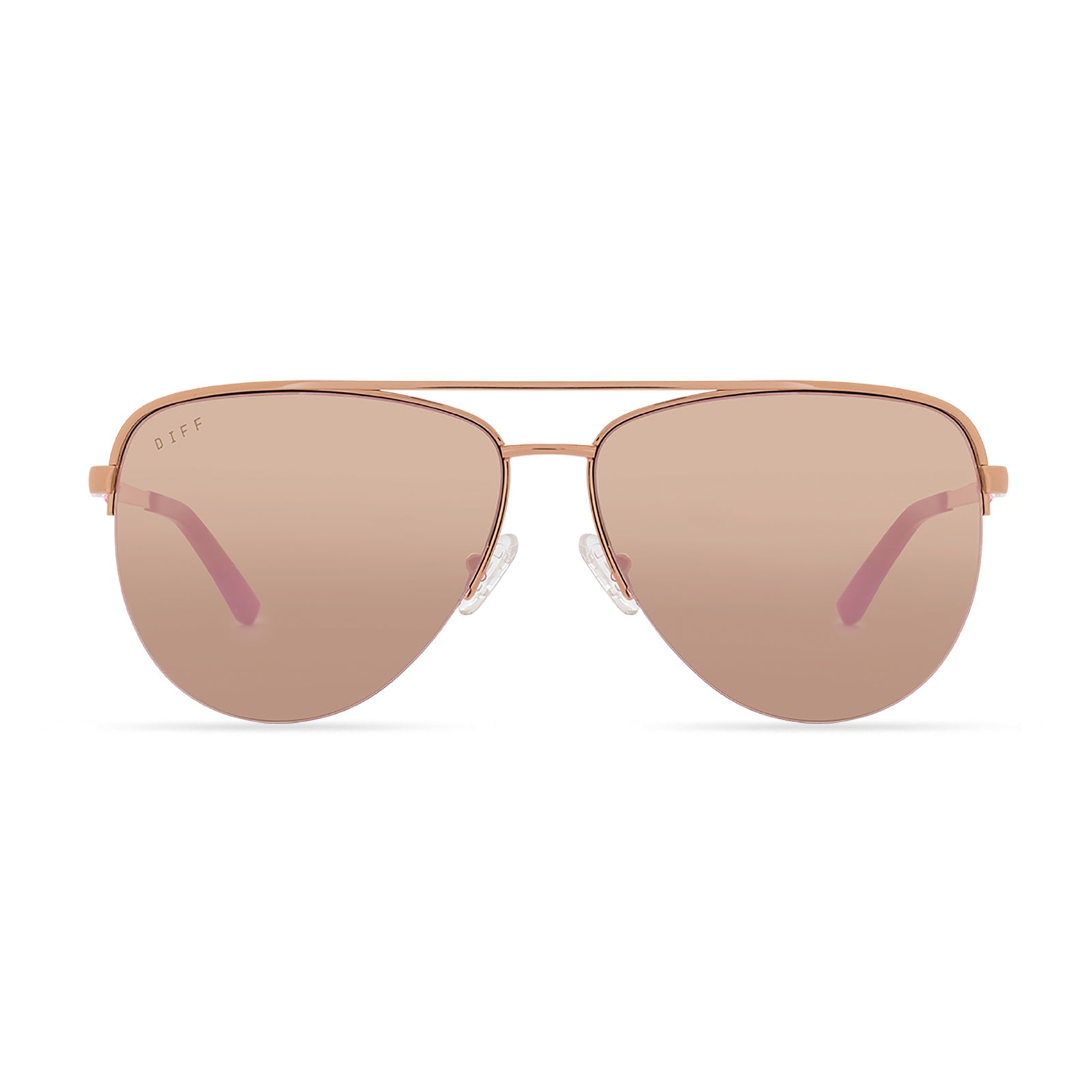 Diff Eyewear Rose Gold Aviator Sunglasses Mirrored DIFF Eyewear
