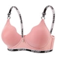 thumbnail image 2 of EaskTriop Wireless Bras for Women - Seamless Ribbed Push Up Bralette No Underwire Supportive Everyday Comfort T-Shirt Bra Letter Print, 2 of 6
