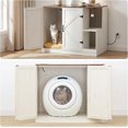 thumbnail image 5 of Farmhouse  Litter Box Enclosure, Automatic  Litter Box Cabinet with  Station,   Furniture with  Ball & Sisal Mat, Tabletop & Hook, White and Walnut WH88UMW01, 5 of 6