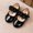Black, variant on SDJMa Kids Girls Summer Soft Soled Flower Solid Casual Sandals Princess Shoes