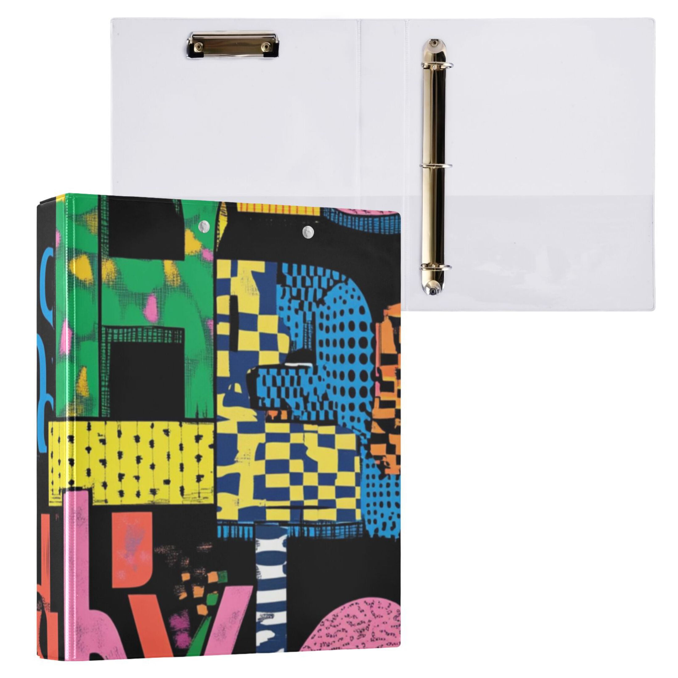 Letters Colorful 3 Ring Binders 1.5 inch Hardcover File Folders with Interior Pockets A4 Size Organizer for School Office Hospital