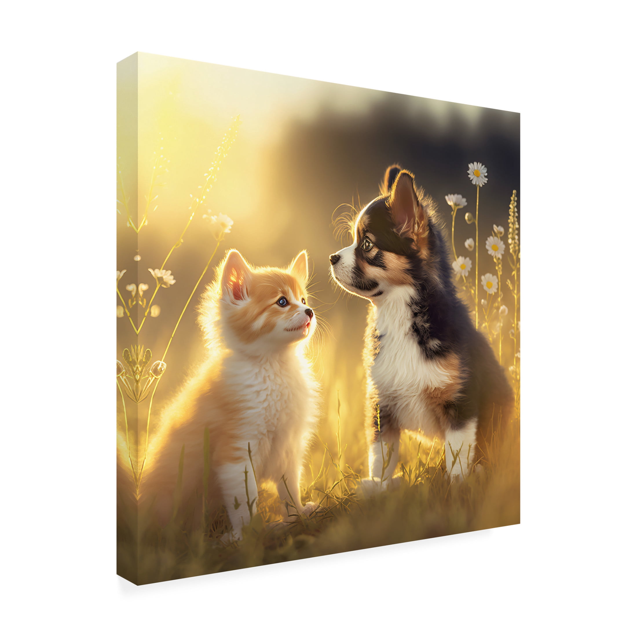 Canvas Wall Art - Ray Heere 'Cats And Dogs 20' Wall Art for Living Room, Bedroom, or Office Décor by Trademark Fine Art - 18 x 18 Inches