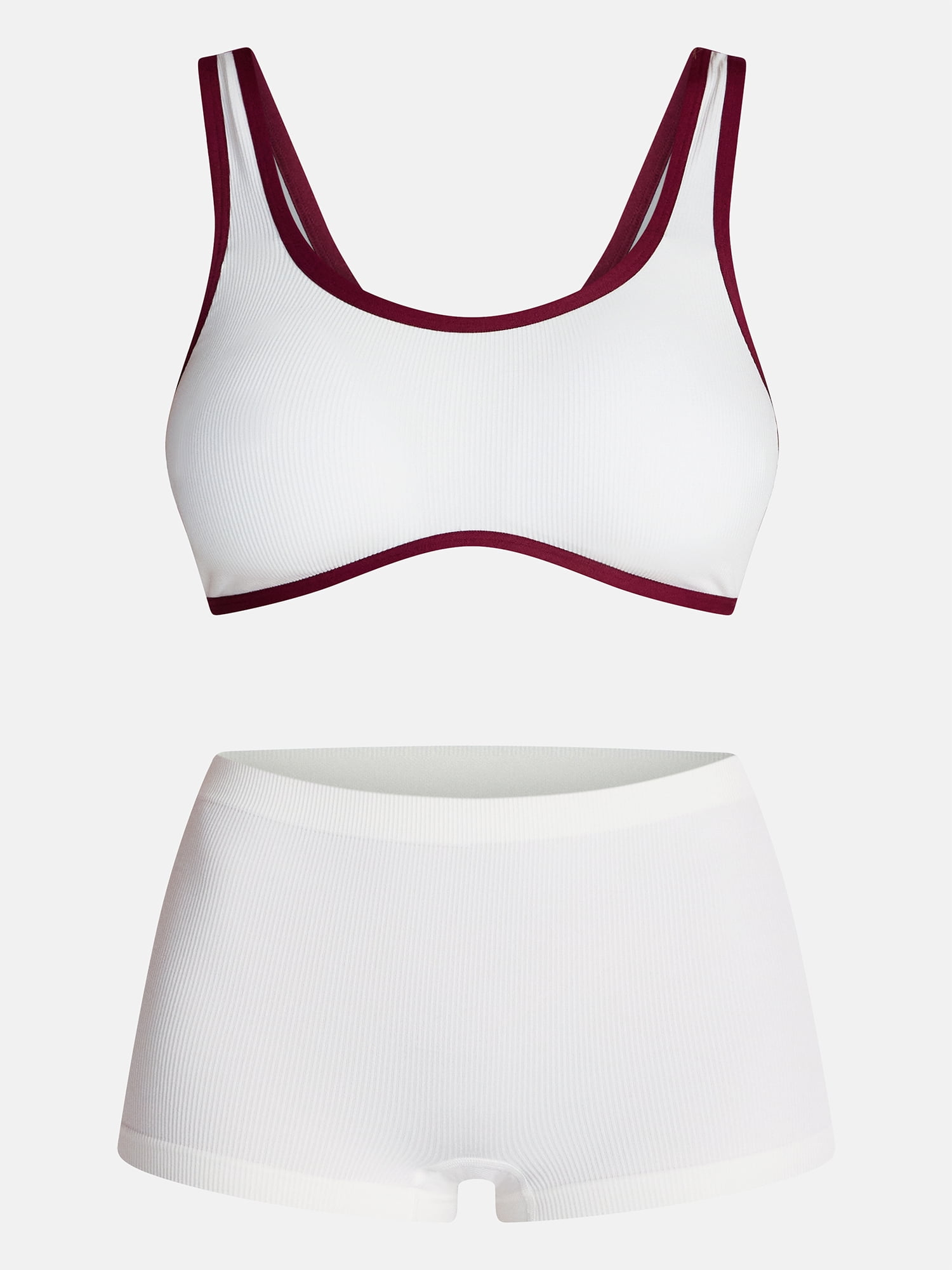 No Boundaries Seamless Scoop Neck Bralette and Boyshorts Set, 2 Piece, Women's XS-XXXL