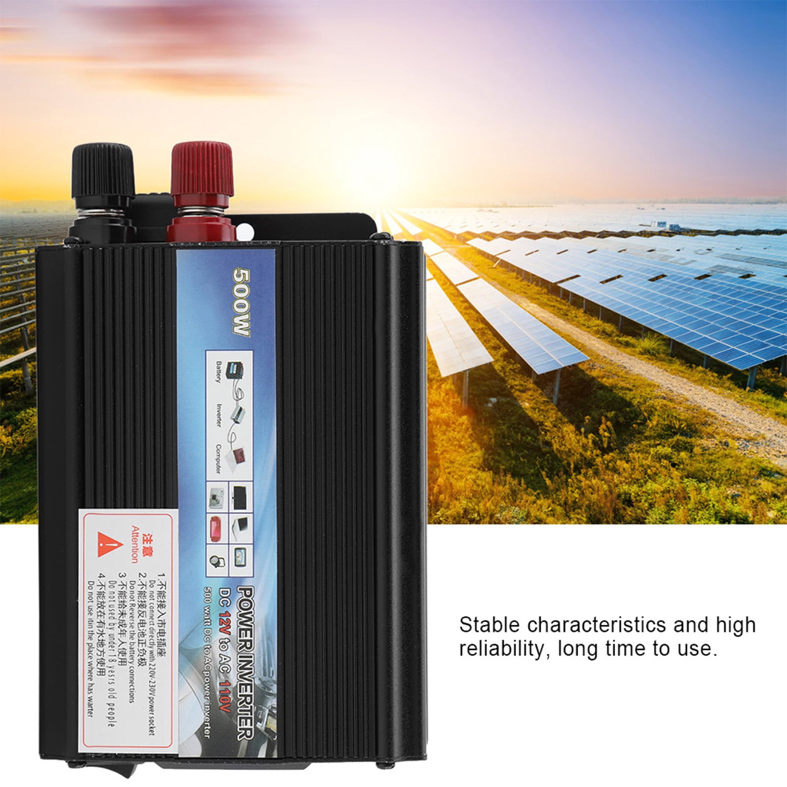 Inverter 12 V Converter 110V 500W Power Inverter with Solar Panel for Household