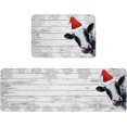 thumbnail image 2 of Kitchen Rug Mat Christmas Cow Snowflake Wooden, Set of 2, Anti-Fatigue Non-Skid Washable Kitchen Runner Rugs, Farmhouse Rustic Wood Soft Comfort Rug for Kitchen, Floor Home, Front of Sink, Laundry, 2 of 6